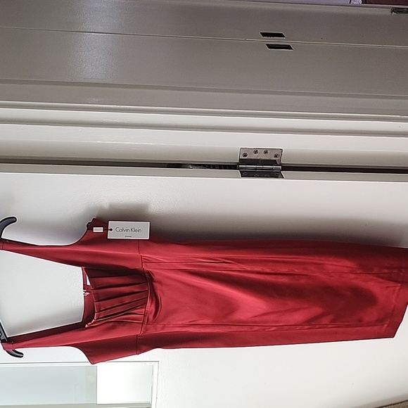 Calvin Klein Red Super Sexy Red Satin Pinup Girl Cocktail Dress - Picture 2 of 11